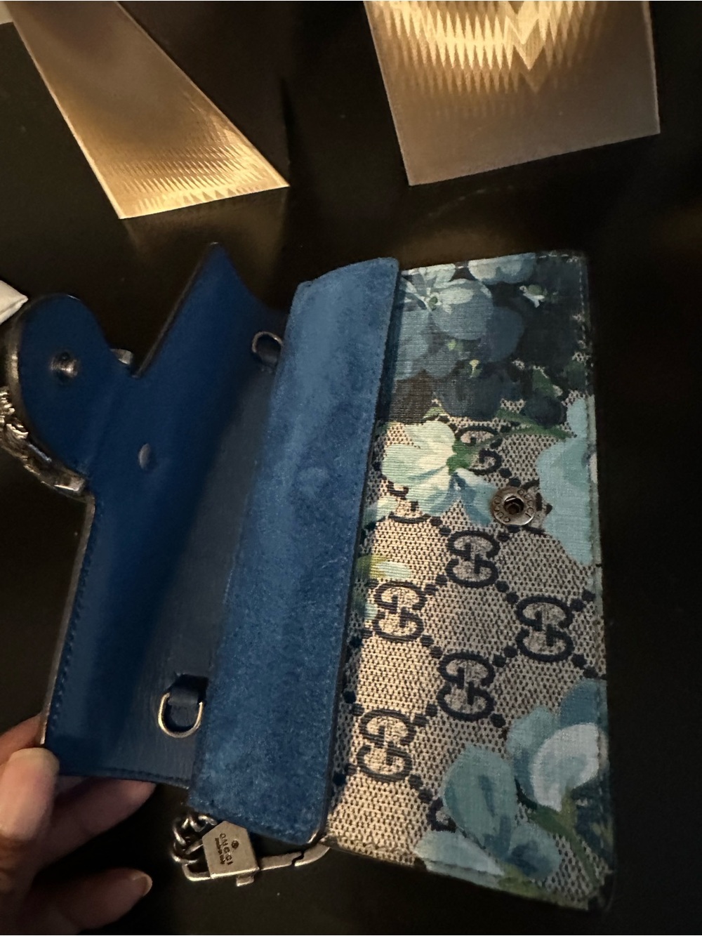 Gucci Dionysus Supermini Blue Leather Shoulder Bag – GHW – Authentic - Picture 9 of 11